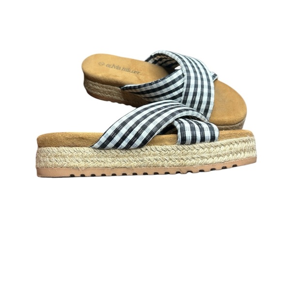 Olivia Miller Women's Cross Strap Espadrille Flatform Slide On 2 Inch Sandals 7 - Picture 5 of 7